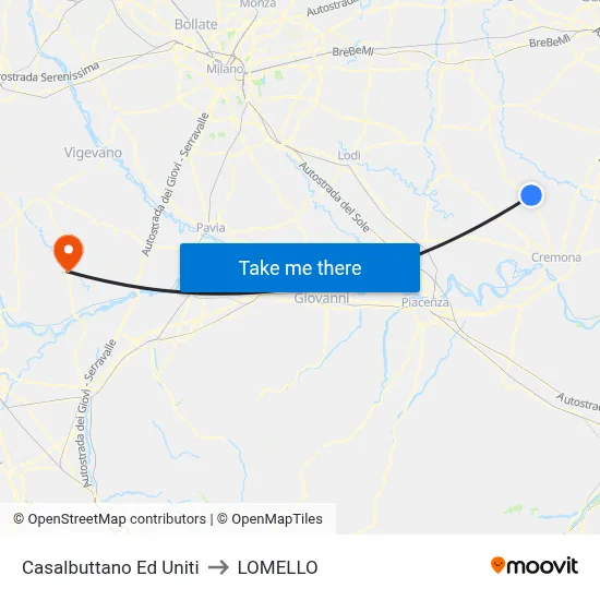 Casalbuttano Ed Uniti to Lomello map