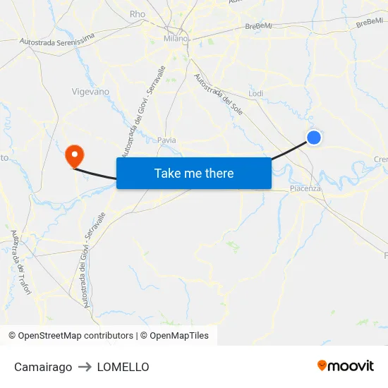 Camairago to Lomello map