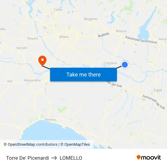 Torre De' Picenardi to Lomello map