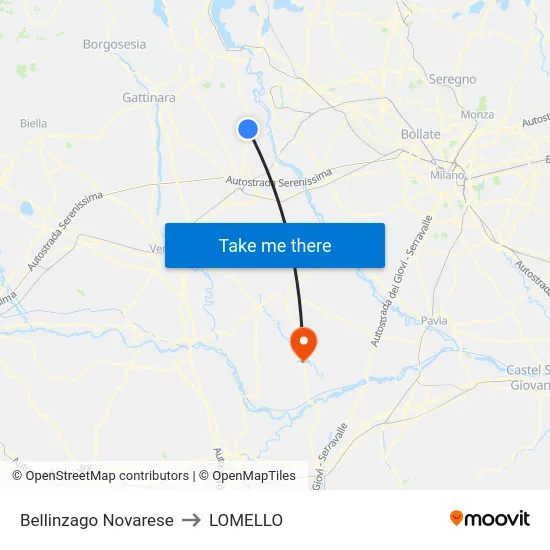 Bellinzago Novarese to Lomello map