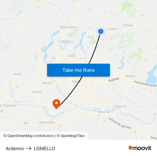 Ardenno to LOMELLO map