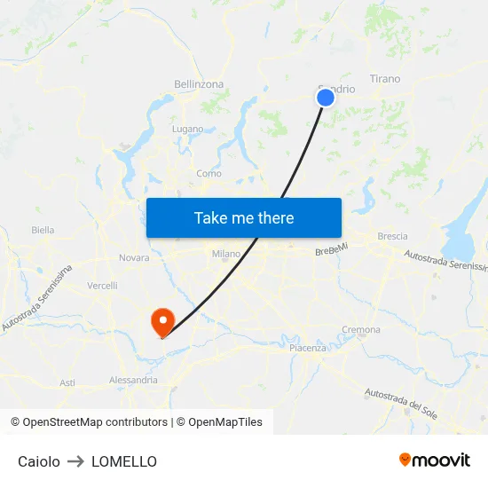 Caiolo to Lomello map