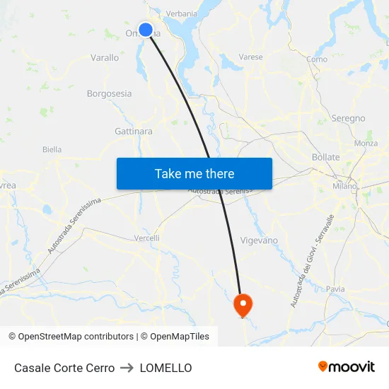 Casale Corte Cerro to LOMELLO map