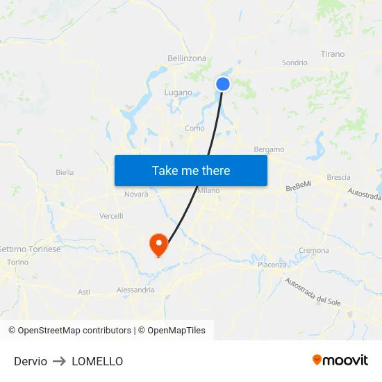 Dervio to Lomello map