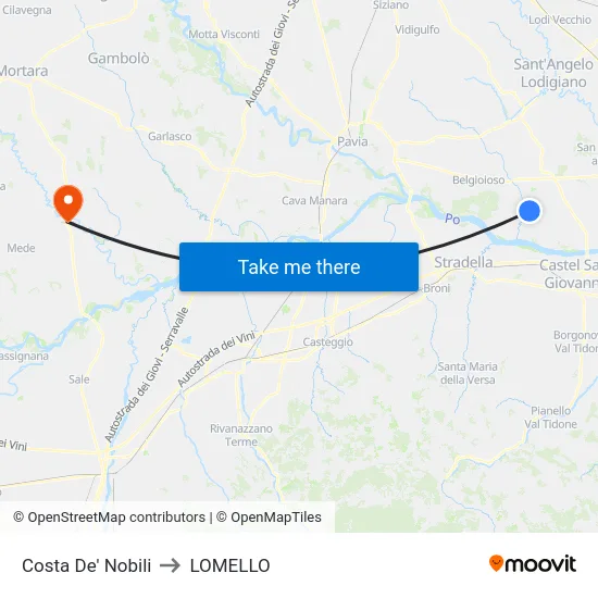 Costa de' Nobili to Lomello map