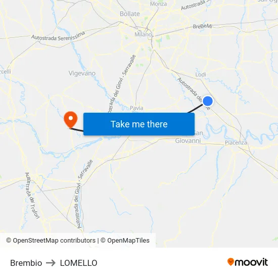 Brembio to LOMELLO map