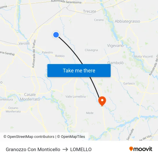 Granozzo Con Monticello to Lomello map