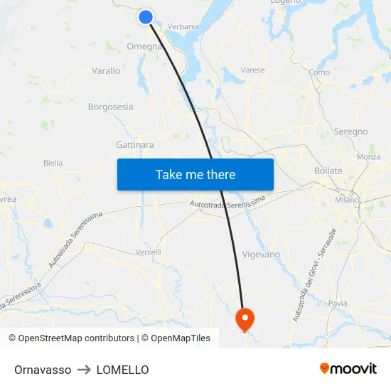 Ornavasso to LOMELLO map