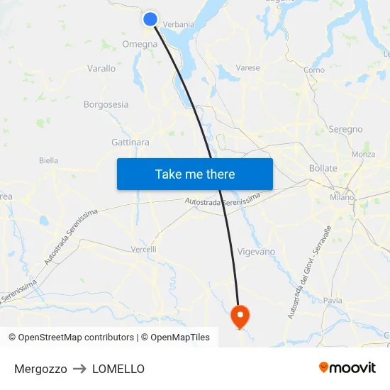Mergozzo to Lomello map