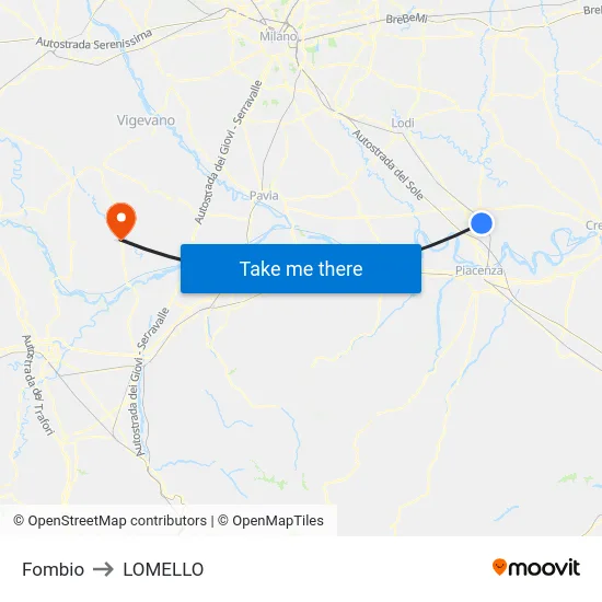 Fombio to Lomello map