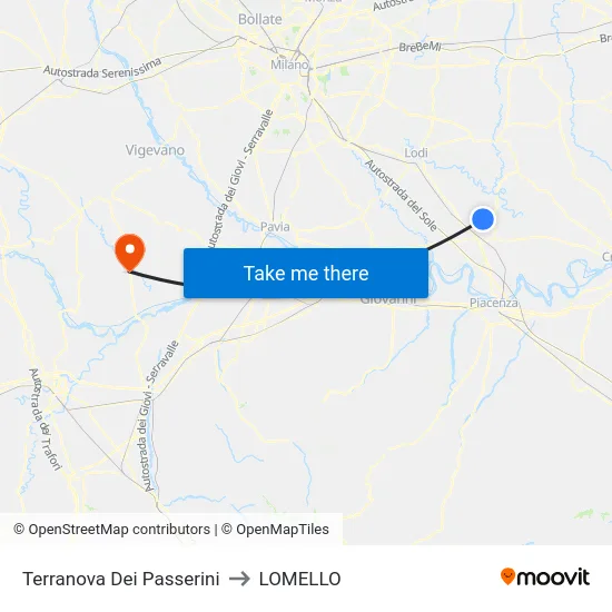 Terranova Dei Passerini to Lomello map