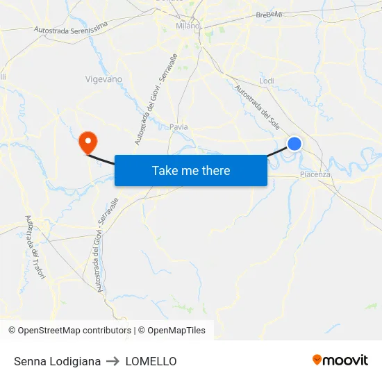 Senna Lodigiana to LOMELLO map