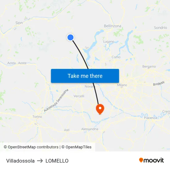 Villadossola to Lomello map
