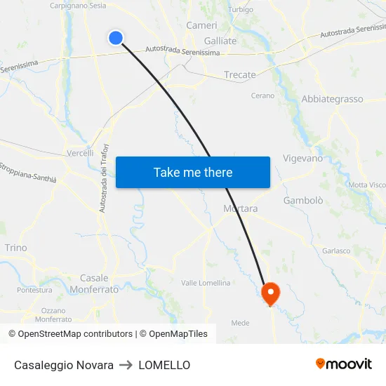 Casaleggio Novara to LOMELLO map