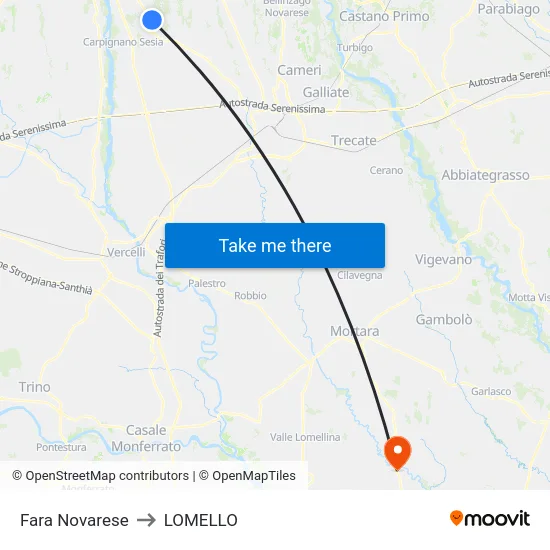 Fara Novarese to Lomello map