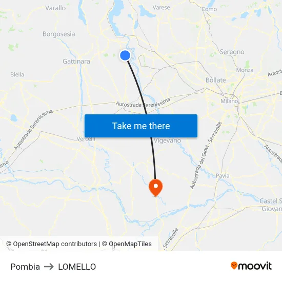 Pombia to LOMELLO map