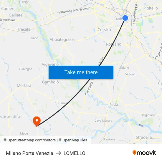 Milan Porta Venezia to Lomello map