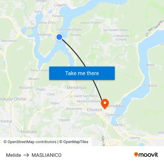 Melide to Maslianico map