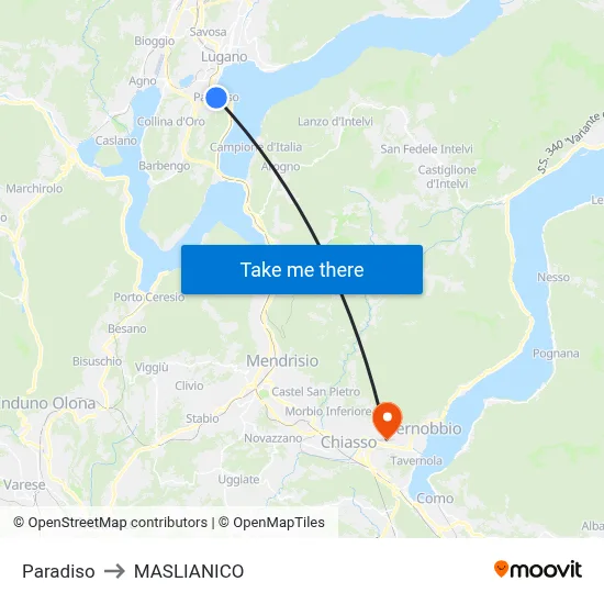 Paradiso to Maslianico map