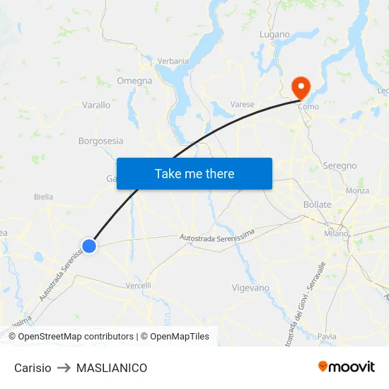 Carisio to MASLIANICO map