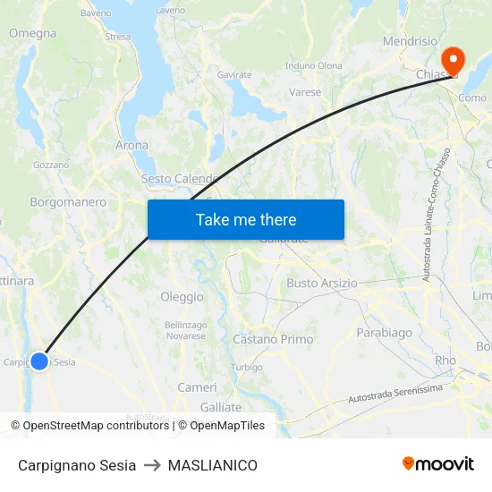 Carpignano Sesia to Maslianico map