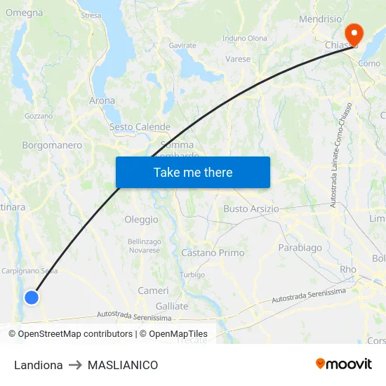 Landiona to Maslianico map