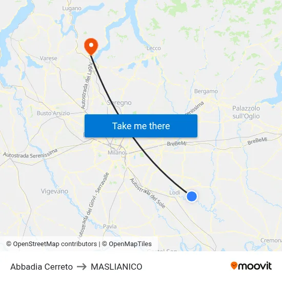 Abbadia Cerreto to Maslianico map