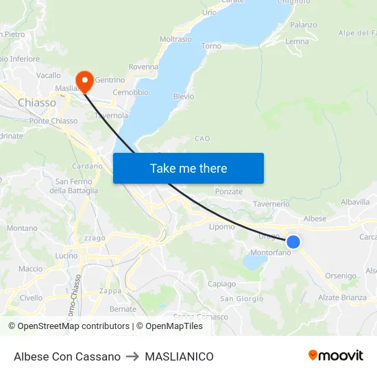 Albese Con Cassano to MASLIANICO map