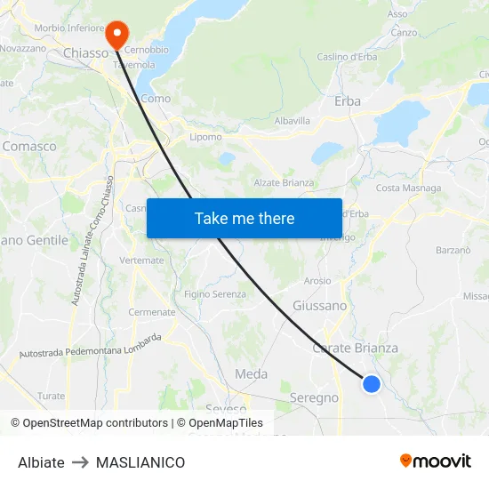 Albiate to Maslianico map