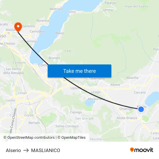 Alserio to MASLIANICO map