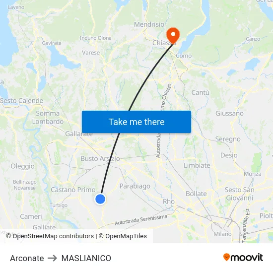 Arconate to MASLIANICO map