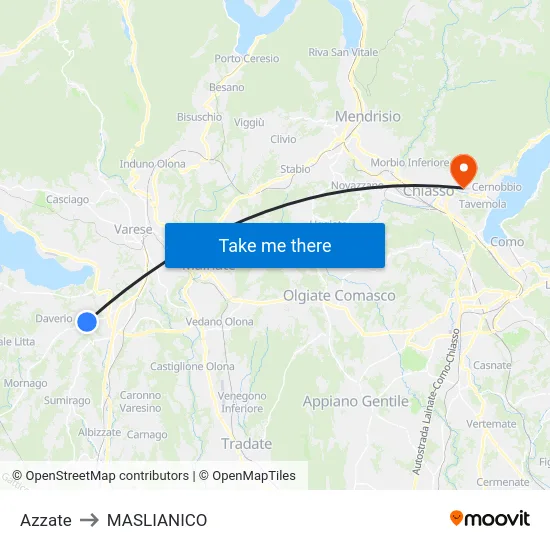 Azzate to MASLIANICO map