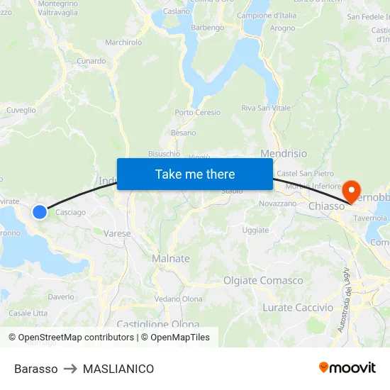 Barasso to Maslianico map