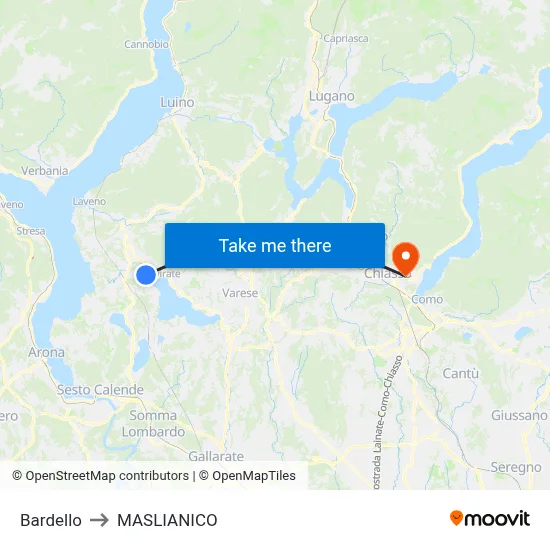 Bardello to Maslianico map