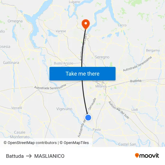 Battuda to Maslianico map