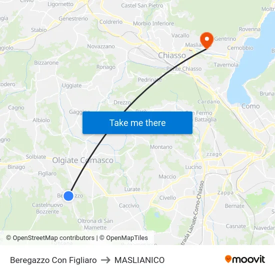 Beregazzo Con Figliaro to MASLIANICO map