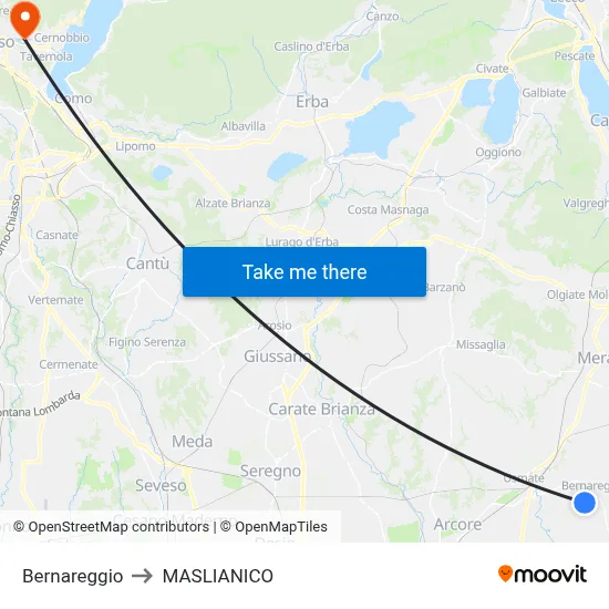 Bernareggio to MASLIANICO map
