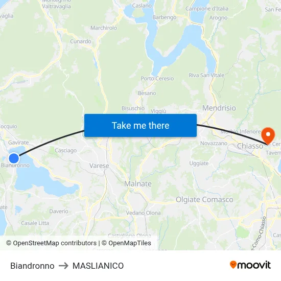 Biandronno to Maslianico map