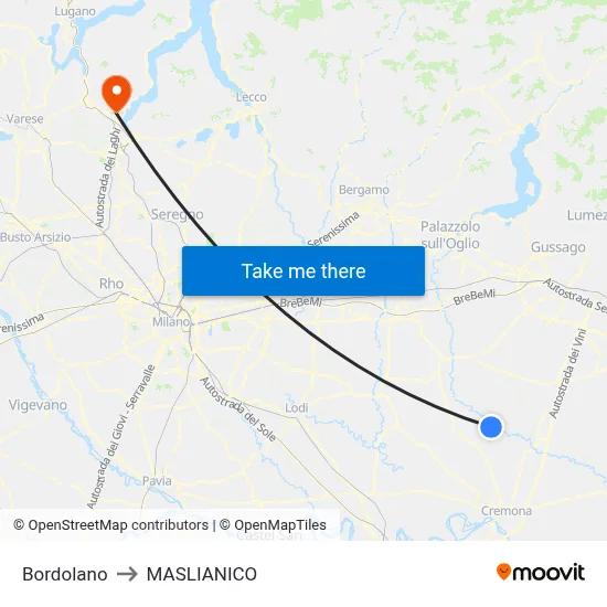 Bordolano to Maslianico map