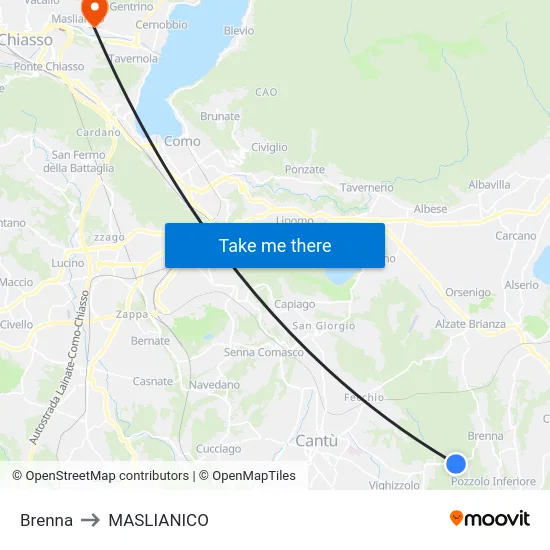 Brenna to Maslianico map