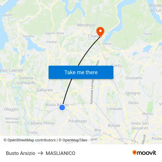 Busto Arsizio to MASLIANICO map