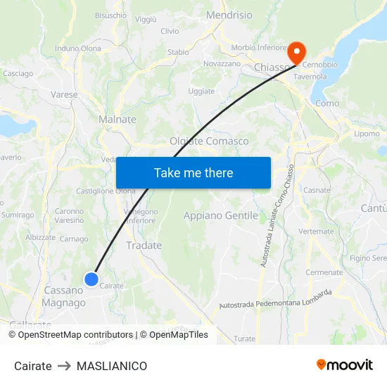Cairate to MASLIANICO map