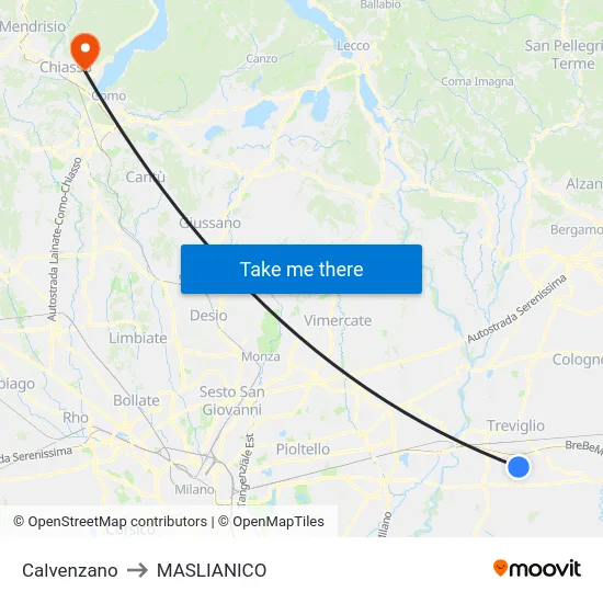 Calvenzano to Maslianico map