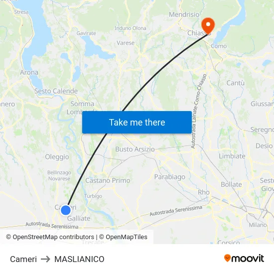 Cameri to MASLIANICO map