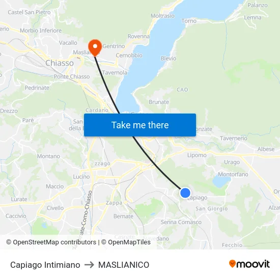 Capiago Intimiano to MASLIANICO map
