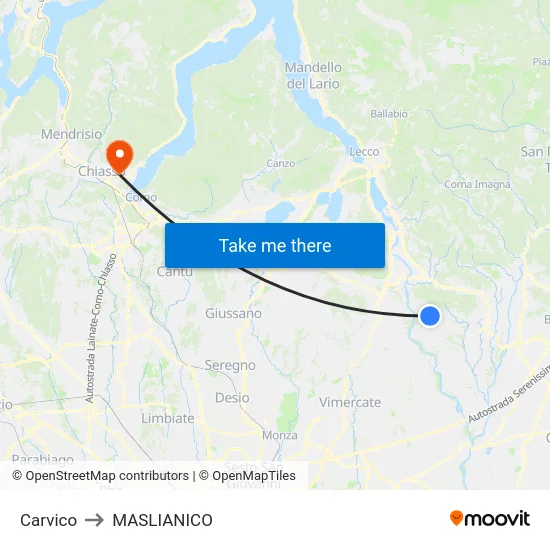 Carvico to MASLIANICO map