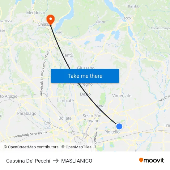 Cassina De' Pecchi to MASLIANICO map