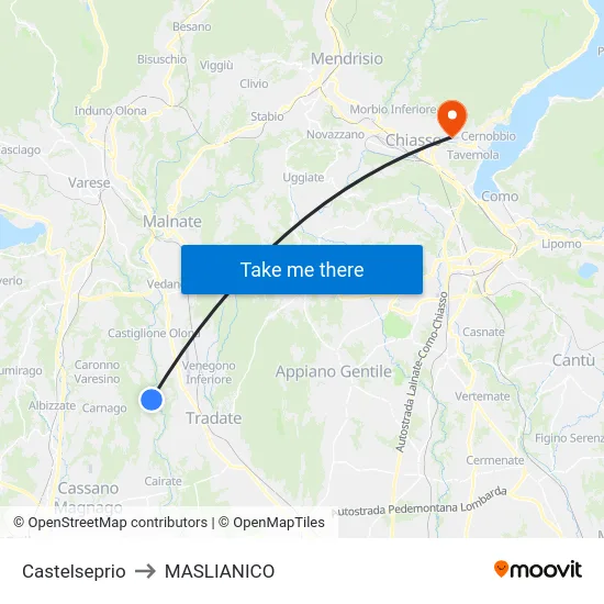 Castelseprio to MASLIANICO map