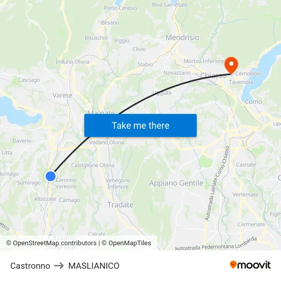 Castronno to MASLIANICO map