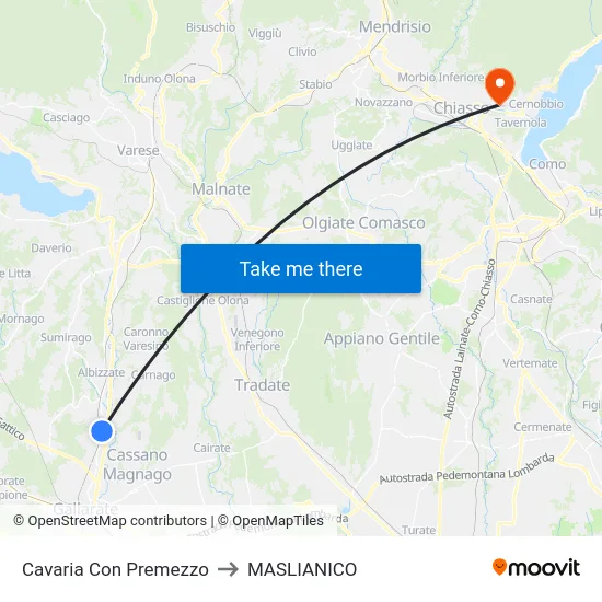 Cavaria Con Premezzo to MASLIANICO map